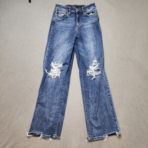 Judy Blue Straight Jeans - Amelia High Waist Distressed Straight Sz 5/27